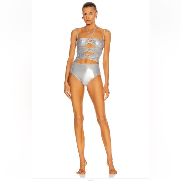 ISABEL MARANT Stiza Silver Metallic Swimsuit Bathing Suit Size 36/Small - Picture 1 of 12